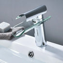 Modern chrome glass spout basin faucet bathroom waterfall design