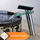 Modern chrome glass spout basin faucet bathroom waterfall design