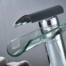 Modern chrome glass spout basin faucet bathroom waterfall design