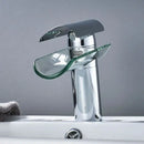 Modern chrome glass spout basin faucet bathroom waterfall design