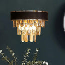 Modern chrome & gold crystal block sconce light fixture bedroom lamp