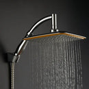 Modern chrome & gold square rainfall shower head bathroom