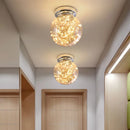 Modern chrome gypsophila led ceiling light bedroom glass globe