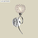 Modern chrome hemisphere crystal wall lamp bedroom sconce light