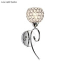 Modern chrome hemisphere crystal wall lamp bedroom sconce light