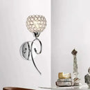 Modern chrome hemisphere crystal wall lamp bedroom sconce light
