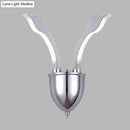 Modern chrome leaf led wall sconce bedroom warm white light acrylic shade