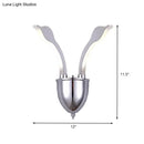 Modern chrome leaf led wall sconce bedroom warm white light acrylic shade