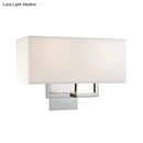Modern chrome led wall sconce with white fabric shade bedroom light