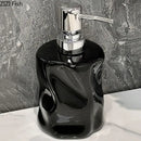 Modern chrome & matte white wrinkle ceramic soap dispenser set bathroom