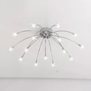 Modern chrome metal led chandelier starburst living room light