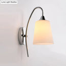 Modern chrome milky glass trumpet wall sconce stairway light