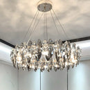 Modern chrome oval crystal clear chandelier for dining room