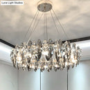 Modern chrome oval crystal clear chandelier for dining room