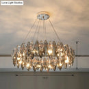 Modern chrome oval crystal clear chandelier for dining room