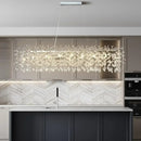 Modern chrome rectangular crystal branch chandelier dining room