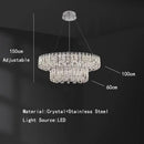 Modern chrome rectangular crystal pendant ceiling lamp dining room