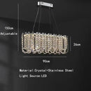 Modern chrome rectangular crystal pendant ceiling lamp dining room