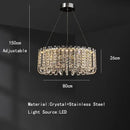 Modern chrome rectangular crystal pendant ceiling lamp dining room