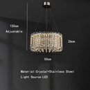 Modern chrome rectangular crystal pendant ceiling lamp dining room