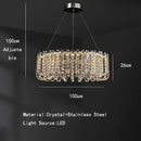 Modern chrome rectangular crystal pendant ceiling lamp dining room