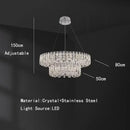 Modern chrome rectangular crystal pendant ceiling lamp dining room