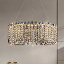 Modern chrome rectangular crystal pendant ceiling lamp dining room