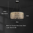 Modern chrome rectangular crystal pendant ceiling lamp dining room