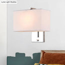 Modern chrome rectangular fabric wall sconce e26 e27 living room light