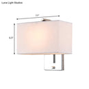 Modern chrome rectangular fabric wall sconce e26 e27 living room light