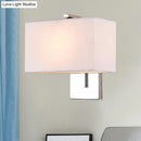 Modern chrome rectangular fabric wall sconce e26 e27 living room light