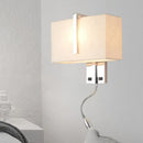 Modern chrome rectangular fabric wall sconce e26 e27 living room light