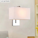Modern chrome rectangular fabric wall sconce e26 e27 living room light