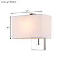 Modern chrome rectangular fabric wall sconce e26 e27 living room light