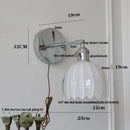 Modern chrome ribbed clear glass wall lamp bedroom pull chain light
