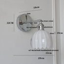 Modern chrome ribbed clear glass wall lamp bedroom pull chain light
