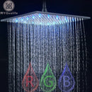 Modern chrome square led rainfall shower head bathroom light