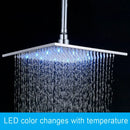 Modern chrome square led rainfall shower head bathroom light