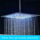 Modern chrome square led rainfall shower head bathroom light