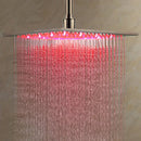 Modern chrome square led rainfall shower head bathroom light