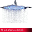 Modern chrome square led rainfall shower head bathroom light