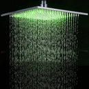 Modern chrome square led rainfall shower head bathroom light