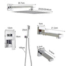 Modern chrome square shower faucet set bathroom rain showerhead