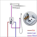 Modern chrome square shower faucet set bathroom rain showerhead