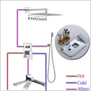 Modern chrome square shower faucet set bathroom rain showerhead