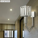Modern chrome wall lamp with clear crystal – living room metal frames