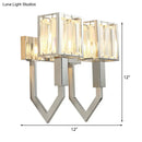 Modern chrome wall lamp with clear crystal – living room metal frames