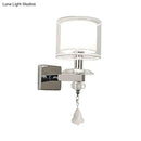 Modern chrome wall lamp with crystal accent – bedroom glass sconce