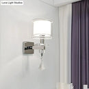 Modern chrome wall lamp with crystal accent – bedroom glass sconce