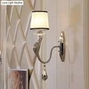DecorBites™ Modern Chrome Wall Lamp with Tapered Fabric Shade - Stylish Living Room Sconce Light